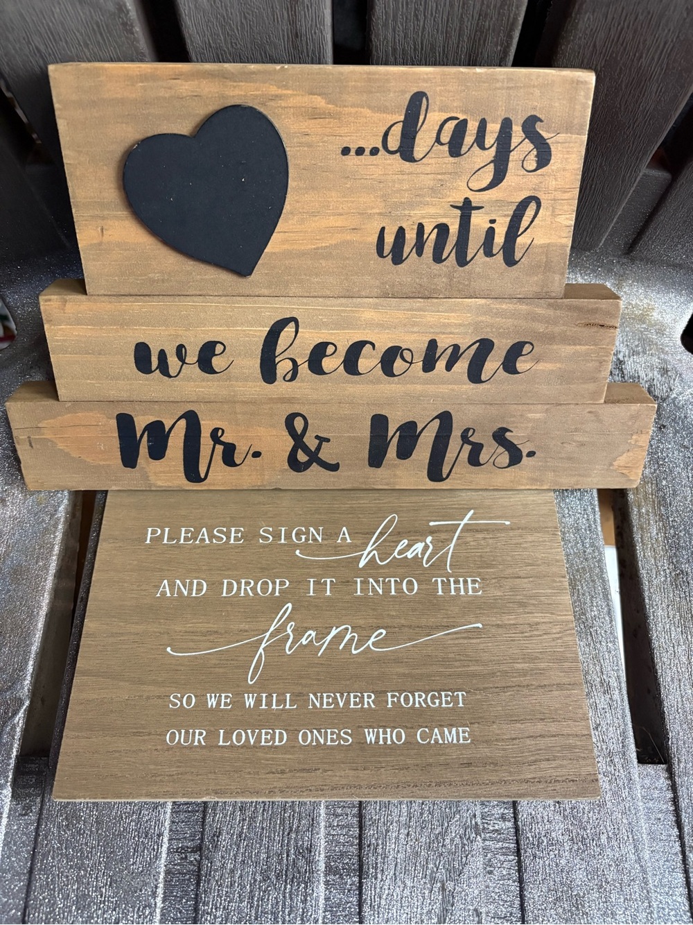 Hobby Lobby Rustic Brown Wood "Mr. & Mrs." Wedding Countdown Sign